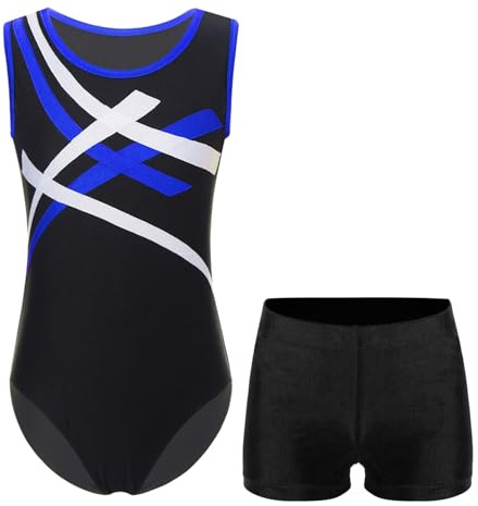 Oyolan Enfant Justaucorps Gymnastique Garçon Leotard Danse Ballet avec Short Gym Sport Ensemble Tenue Dancewear 5-16 Ans