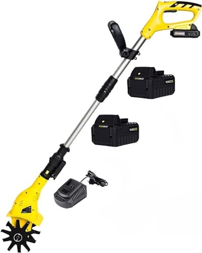 JSY Escarificadores Cultivador De Jardín Inalámbrico, Cultivador De Jardín Eléctrico for Jardines, Huertos (Dos Baterías). Cultivadores rotativos, Jardines, Campos