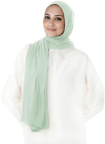 Lina & Lily försydd omedelbar slip-on modal jersey hijab huvudscarf för muslimska kvinnor, Mintgrön, one size