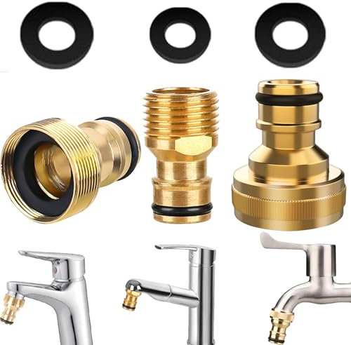 TREABEAR 3Pcs Adaptateur Tuyau Arrosage Robinet Cuisine, Raccord Tuyau d'Arrosage 15/21, Adaptateur Robinet Tuyau Arrosage, Connecteur Tuyau Arrosage, Adaptateur Robinet Cuisine pour Tuyau d'Arrosage