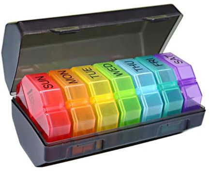 Cozensyson Pilulier Semainier, Pilules 7 Jours 4 Compartiments, Matin, Midi et Soir, Boîte à Pilules Portable 7 Jours avec 28 Grands Compartiments pour Ranger les Vitamines et les Comprimés Quotidiens