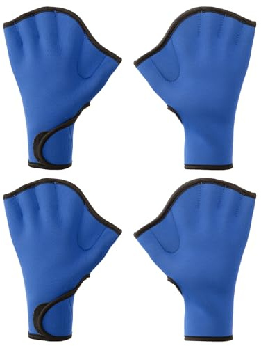 PATIKIL Swim Gloves, 2 Pair Webbed Swimming Gloves Aquatic Fitness Water Resistance Swim Hand Paddles for Women and Men Water Aerobics, M, Dark Blue/Black