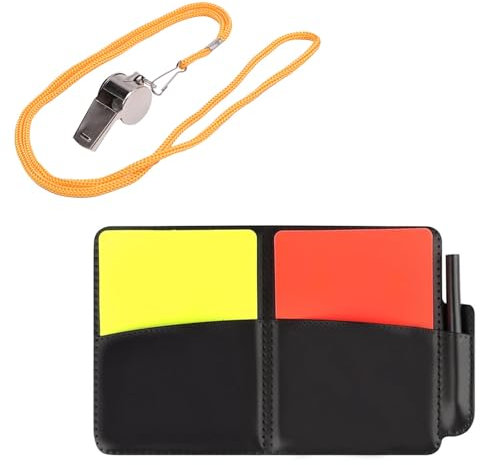 Criveple Schiedsrichter Set, Sport Schiedsrichter Karten Set mit 1 Metall Schiedsrichter Pfeife mit Brieftaschen Ergebnisbögen, Bleistift, für Fußball Basketball Sport, Schulsport