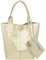 Caspar große Wildleder Shopper Schultertasche XL Damen Handtasche aus Leder mit stylischer Metallkette & kleiner Zusatztasche - CLASSIC LINE - Modell No.828 - Made in Italy, Farbe:gold metallic
