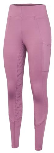 Start Medway Legging d'équitation pour femme avec garniture en silicone – Taille haute élastique et respirant avec poche pour téléphone portable – Pantalon d'équitation d'été pour femme, lilas, 34