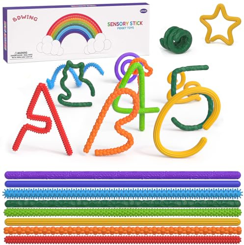 BDwing Fidget Toys Sensory Sticks, 8 Pack Textured Silicone Sensory Toys for ADHD, Autism and Stress Relief , Anti-Stress Toys for Children & Adults