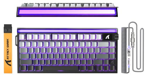 ATTACK SHARK R85 HE Trådat 75% Gaming-tangentbord med C01ULTRA LED-kabel, Magnetiska switchar, 5-lagers dämpningssystem, Multifunktions-programvara, RGB-ljusbox, Ratt, 8000 Hz (Månbelyst natt)