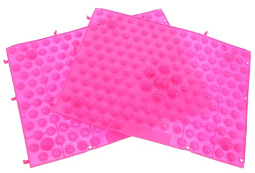 LOEFLIFA 2pcs Relief Foot Mat Feet Pressure Point Mat Wedding Party Prop Walking Reflexology Pad TPE Pink