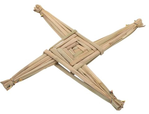 SHINEOFI Handgefertigtes Irisches Strohkreuz Brigid Kreuz als Spirituelle Wand und Tischdekoration Robustes Naturmaterial für Bauernhaus und Kirchenaltar