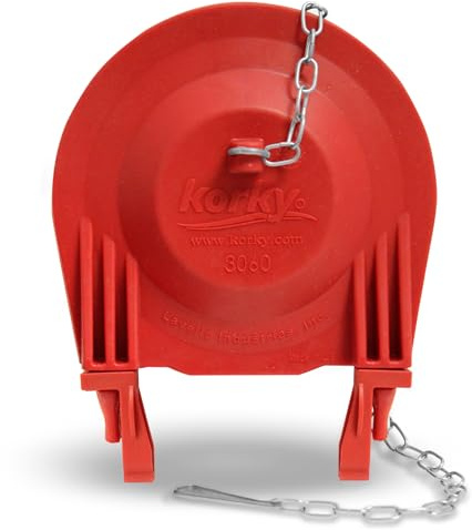 Korky 3060BP Universal Toilet Flapper Replaces Most Large 3-Inch Flappers - Long Lasting Rubber - Easy to Install - Made in USA, Red