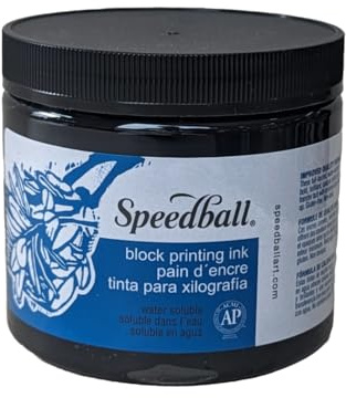 Speedball 16oz Water-Soluble Block Ink Black for Block and Screen Printing, Lino, Artists Kit