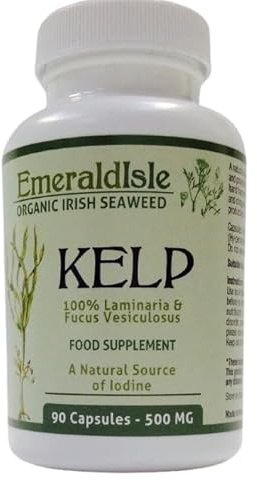 Kelp Seaweed Tablets 500 mg 90 Capsules Certified Organic Harvested in North Atlantic Coast of Ireland