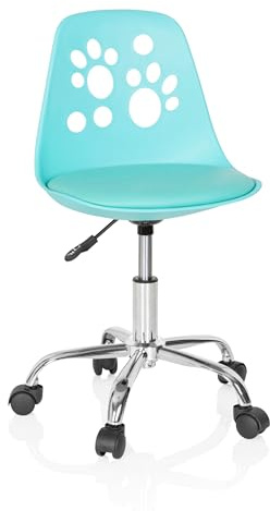 HJH Office 742003 sedia girevole per bambini FANCY I sedia girevole in ecopelle turchese che cresce con te in un design vivace