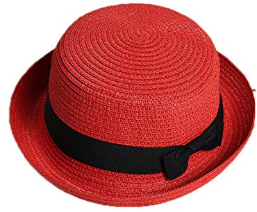Elonglin Femme Chapeau Melon à Bords Relevés Chapeau avec Nœud Papillon Rouge Adule