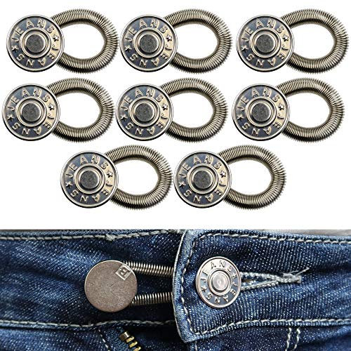 Bequeme Hosenbunderweiterung, 8 Pack, mit Metallfeder, für Damen und Herren, für Jeans, Hose, Anzughose, Rock, Hosenerweiterung Schwangerschaft, Lieblingshosen weiter tragen können, Hosenbund weiten