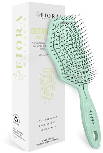 Fiora Naturals Hair Detangling Brush for Women - Detangler Hair Brush w/Flexible Soft Bristles- Gently Glides Through Tangles - Curly, Fine, Dry and Shower Wet HairBrush, cepillo para cabello - Green
