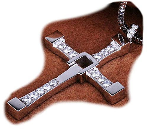 Gold-Fieber Fast and Furious Collar XXL, de acero inoxidable, cruz de 60 cm, acero inoxidable, diamantes de imitación, Acero inoxidable, Diamantes de imitación