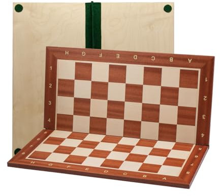 Falt Schachbrett Groß | Master of Chess | Inarsia Schachbrett hochwertig 48 cm | Profi-Turnierschachbrett Nr. 5 mit Dunkelbrauner Umrandung für Kinder und Erwachsene