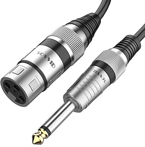 Sovvid 10FT XLR Female to 1/4 inch 6.35mm TS Mono Jack Unbalanced Microphone Cable Cord Wire, Quarter inch TS Female Mic Cord for Dynamic Microphone