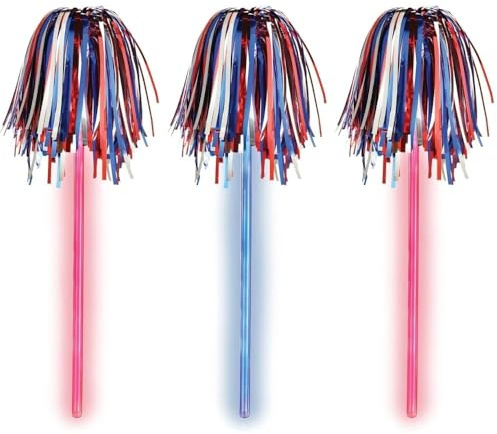 Vibrant Glow Pom Pom - 8 (Pack of 3) - Ultra-Durable & Gleaming Design - Ideal for Cheerleading & Festive Occasions