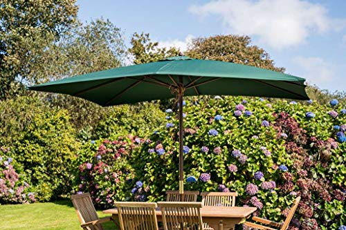 Dark Green Rectangular 3m x 2m Wooden Garden Parasol