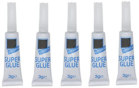 Lot de 5 adhésifs tout usage puissants, super colle instantanée pour divers matériaux, colle transparente facile à utiliser