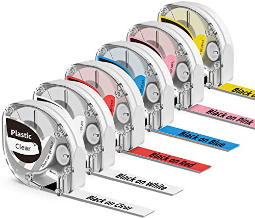 6x Phomemo P12 Etikettenband 12mm X 4m Schwarz auf Farbe, Schwarz auf Klar Etiketten FüR Phomemo P12/p12pro/LT12 Etikettiergerät Selbstklebend