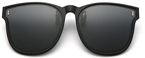 Long Keeper Oversized Polarized Clip On Sunglasses Women Men Classic Driving Fishing Flip Up Sunglasses Over Glasses (Grey)