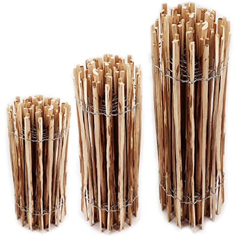 5m Aquagart Staketenzaun 80cm hoch Lattenabstand 4-6cm Gartenzaun Kastanienzaun aus Haselnuss Langlebiger Holzzaun Holz Zaun mit doppelter Drahtumspannung Rollzaun