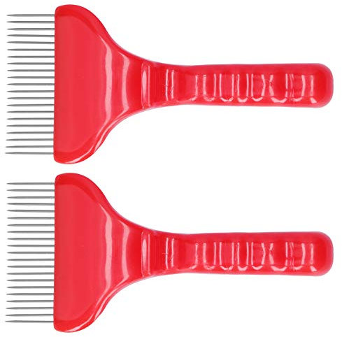 Cyrank 2 Stück Honig-Entdeckungsgabel, 21 Zähne, Edelstahl, Bienenstock-Gabel, Schaufel Mit Kunststoffgriff, Entdeckungsschaber, Imkerbedarf