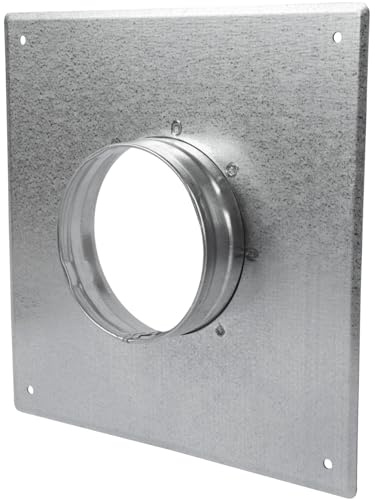 Repa Market Brida de conducto de secadora redonda de 100 mm - Placa de pared galvanizada de acero para ventilación de secadora - Adaptador de pared, techo, rígido o flexible para manguera de conducto