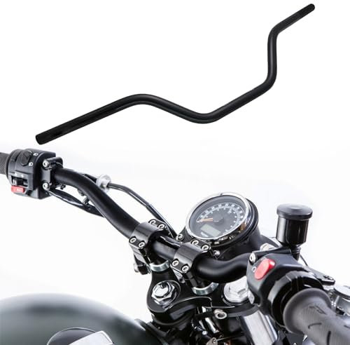 7/8 22mm motorcycle Mid Handlebars, Motorcycle Handlebar Handle Bars Universal for All Motorcycle which the clamp 7/8 22mm-Black