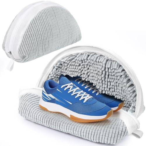ecooe 2 Stück schuhwaschbeutel waschmaschine Wäschenetz für Schuhe,Wäschesack mit 360°-Chenille Reinigungsflaum, Wäschebeutel geeignet für Sneaker, Turnschuhe, Segeltuchschuhe usw,Grün
