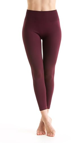 Gi&Gi Leggings para Mujer, Cintura Alta, Diseño Acanalado Tejido para Gimnasio, Yoga, Fitness, Antimanchas, antiolores, Transpirable, Ligero, antiestá (FR/ES, Letras, M, Regular, Regular, Burdeos)