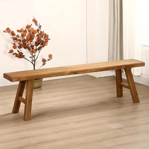 Banco de madera de estilo rústico, banco estrecho de interior for entrada, bancos de comedor de madera for mesa, banco de zapatos largo natural for sala de estar, dormitorio, sala de estar, pie de cam
