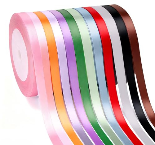 G2PLUS 12 Colori Nastro Raso: 6 mm x 22 m Nastro Regalo per Fai da Te Arte e Artigianato, Confezioni Regalo, Palloncini, Fiocchi, Decorazione di Cerimonia Nuziale