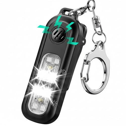Personal Alarms for Women with SOS Strobe Light, Rechargeable Clip On Torch & IPX4 Waterproof Running Lights,Self Defence Rape Alarm for Women, Safety Siren with Keychain for Runners Kids and Elderly