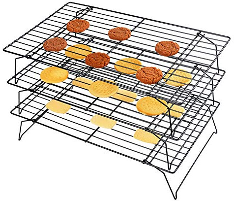 Griglia di raffreddamento pieghevole a tre livelli, griglia per torte, griglia per barbecue, adatta per cupcake, biscotti e barbecue