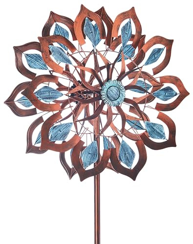 Kobolo Windrad Dekostecker Fiore 61x23x213 cm Braun-Blau