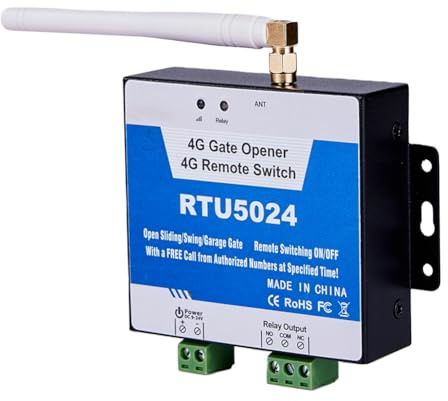 Lobamop 1 PCS Metal RTU5024 Ouverture de Portail GSM Contrôleur D'Accès Automatique Gsm Gate Opener 4G GSM Gate Opener Télécommande Gratuite pour Téléphone Portable de Garage