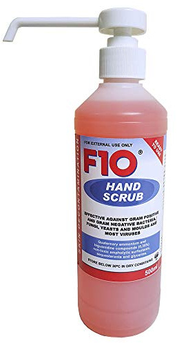 F10 Hand Scrub 500ml with Dispenser/Hand Decontaminant/Vets/Zoos/Hygiene