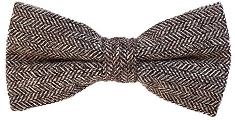 DonDon Herren Fliege 12 x 6 cm kariert gebunden und stufenlos justierbar aus Baumwolle im Tweed Style braun