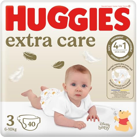Huggies Huggies Extra Care Size 3 (4-9Kg), Pack of 40 Nappies - 1180