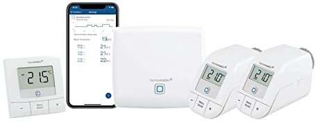 Homematic IP Smart Home Starter Set Heizen + Wandthermostat – basic, digitale Raumtemperaturmessung für Heizung per App, Alexa & Google Assistant, einfache Installation, Energie sparen