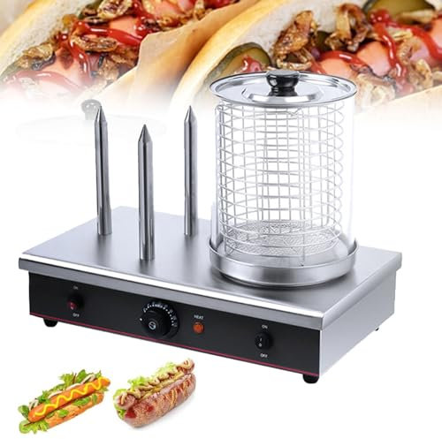 Cashwise Machine à Hot-Dogs et Machine à réchauffer Les Pains, 2 en 1 Machine à Hot-Dogs électrique Commerciale avec cuiseur à Vapeur pour Hot-Dogs et réchauffeur de Pain, avec température réglable
