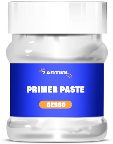 7 Artists Gesso Primer for Acrylic Painting 230 ml White Gesso Primer for Acrylic, Oil Painting, Canvas Art