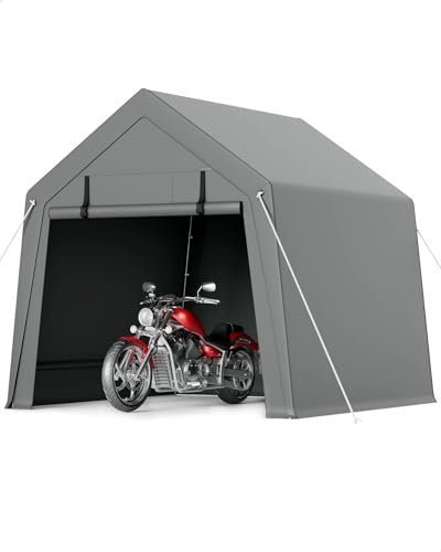 Cobertizo de Almacenamiento portátil para cochera de 7 x 12 pies, con Puerta Enrollable con Cremallera, Lona Impermeable Resistente, Almacenamiento para Motocicleta, Bicicleta, leña, Herramientas de