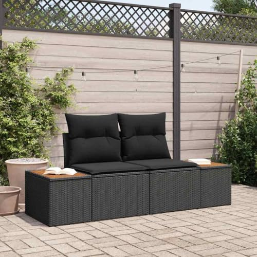 Mimdixy Mobili da balcone, lounge, divani, mobili da giardino, balcone, lounge, divano da giardino, nero, 184 x 62 x 85 cm, in rattan sintetico, per terrazza, cortile, facile da montare