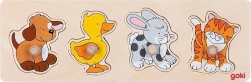 Goki 57866 - Holz-Tierpuzzle, 4 Stück