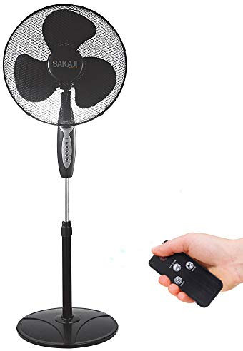 BAKAJI Ventilateur à colonne de puissance 45 W diamètre pale 40 cm 3 vitesses sélectionnables Hauteur réglable Oscillation horizontale et télécommande pour contrôle à distance (Noir)